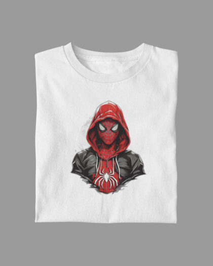Hooded Spiderman Printed T Shirt