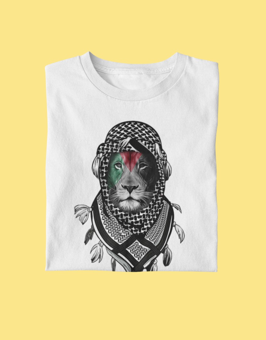 Palestine Lion in Kufiya T Shirt Plain